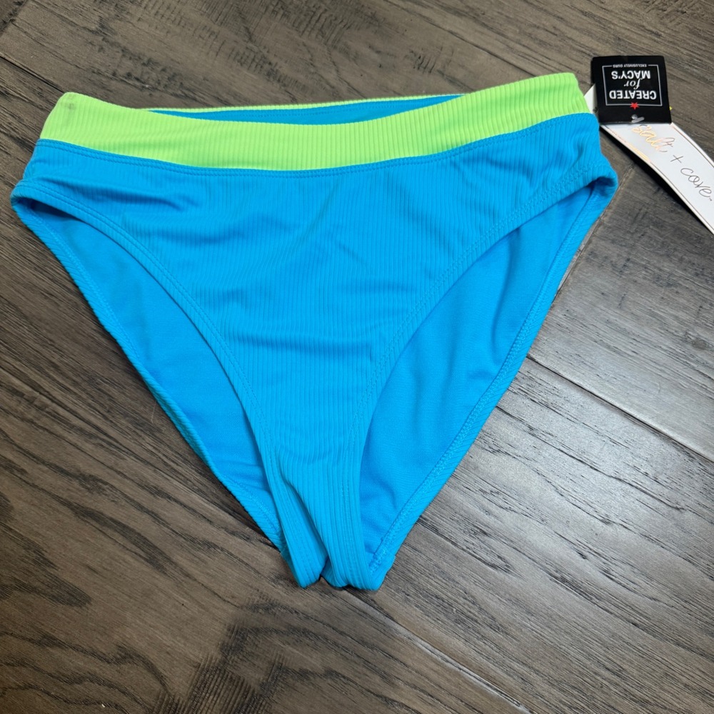 *SWIM SALE* NWT Salt + Cove Ribbed Swimsuit Bottoms High Waist Blue Green Size M
